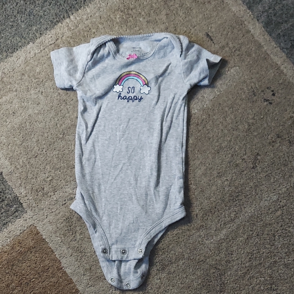 Carter's Gray Bodysuit with Rainbow Design